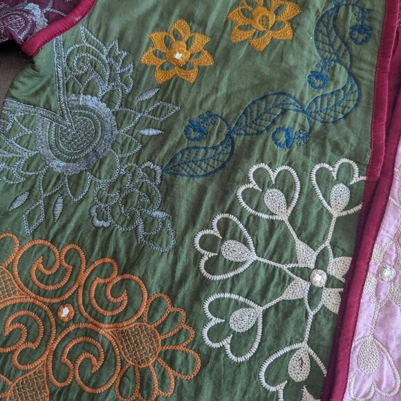 Zara Women's Quilted Patchwork Oversized Embroidered Kimono Jacket Granny M - Picture 9 of 15